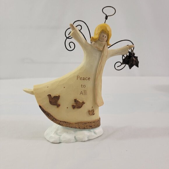 Glitter & Gold Peace To All Hand Painted 6” Angel Figure Russ Berrie NWT - Picture 14 of 16